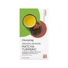 Grøn matcha te med gurkemeje tebreve Øko 20 bv Clearspring