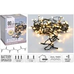 Lyskæde med LED ude & inde 80 stk